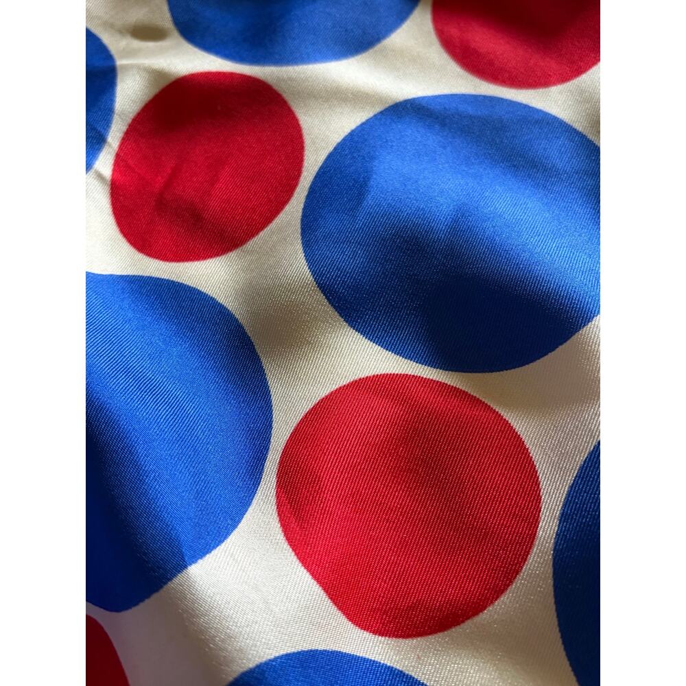 Vera Vintage Hand-Rolled Silk Patriotic Polka Dot Scarf - Picture 4 of 5